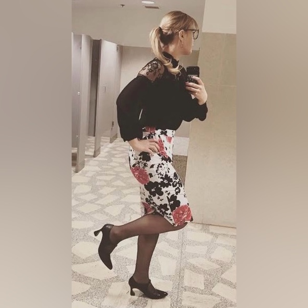 Floral Black and Red Women's Skirt
